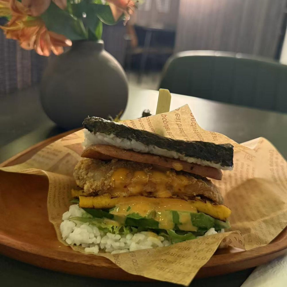 Rice burger with various fillings at Pop Onigiri, a Japanese Restaurant in Bonita Springs