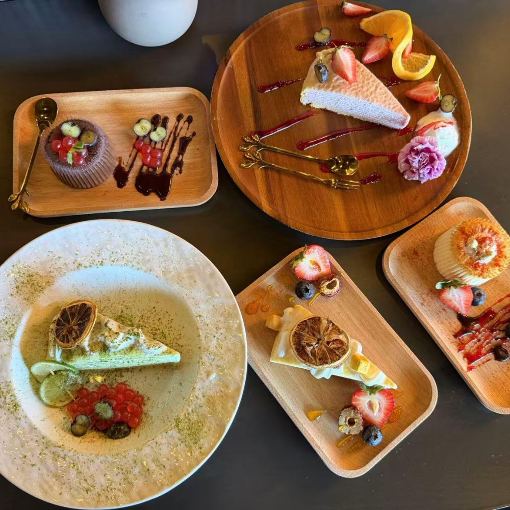 Various Japanese desserts and drinks with elegant plating at Pop Onigiri, a Japanese Restaurant in Bonita Springs