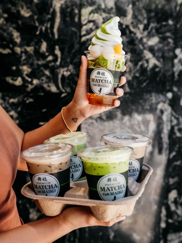 Assorted matcha drinks & a layered dessert at Premium Matcha Cafe Maiko, a Cafe in Portland