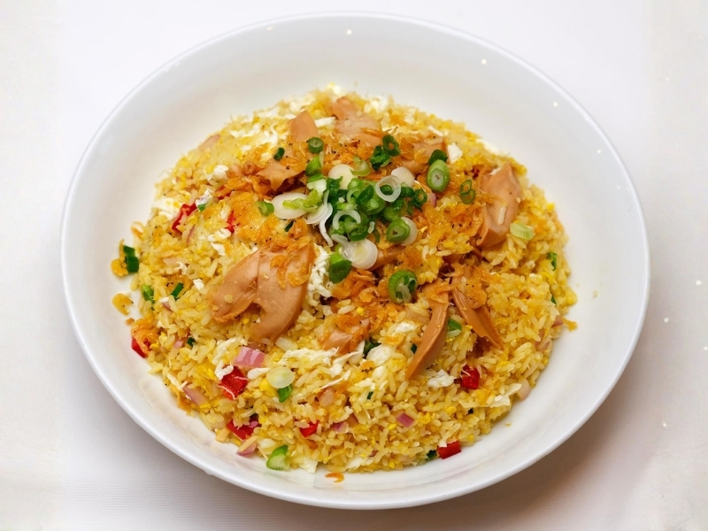 Barbecued pork fried rice with veggies at Prince Dumpling, a Chinese Restaurant in Rosemead