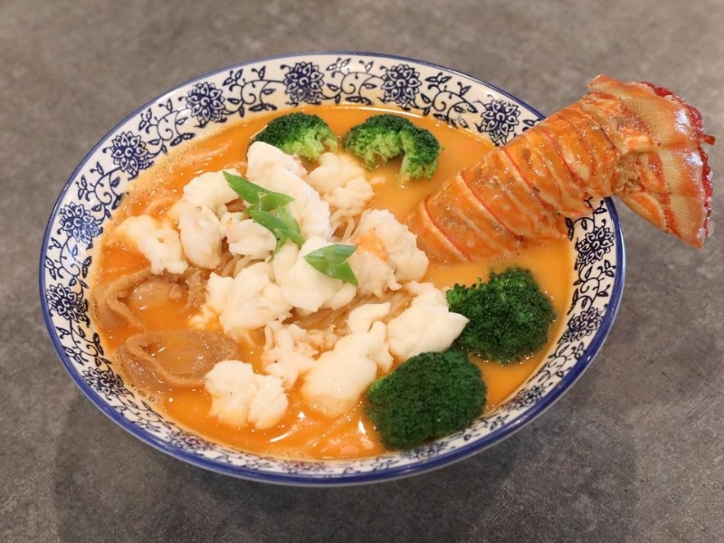 Lobster seafood noodle with broccoli at Prince Dumpling, a Chinese Restaurant in Rosemead