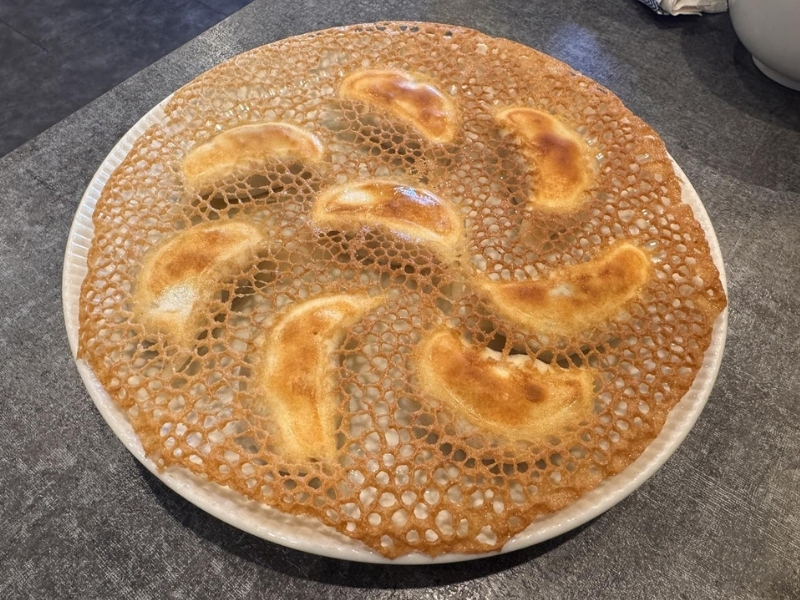 Pan‑fried dumplings with crispy lace crust at Prince Dumpling, a Chinese Restaurant in Rosemead