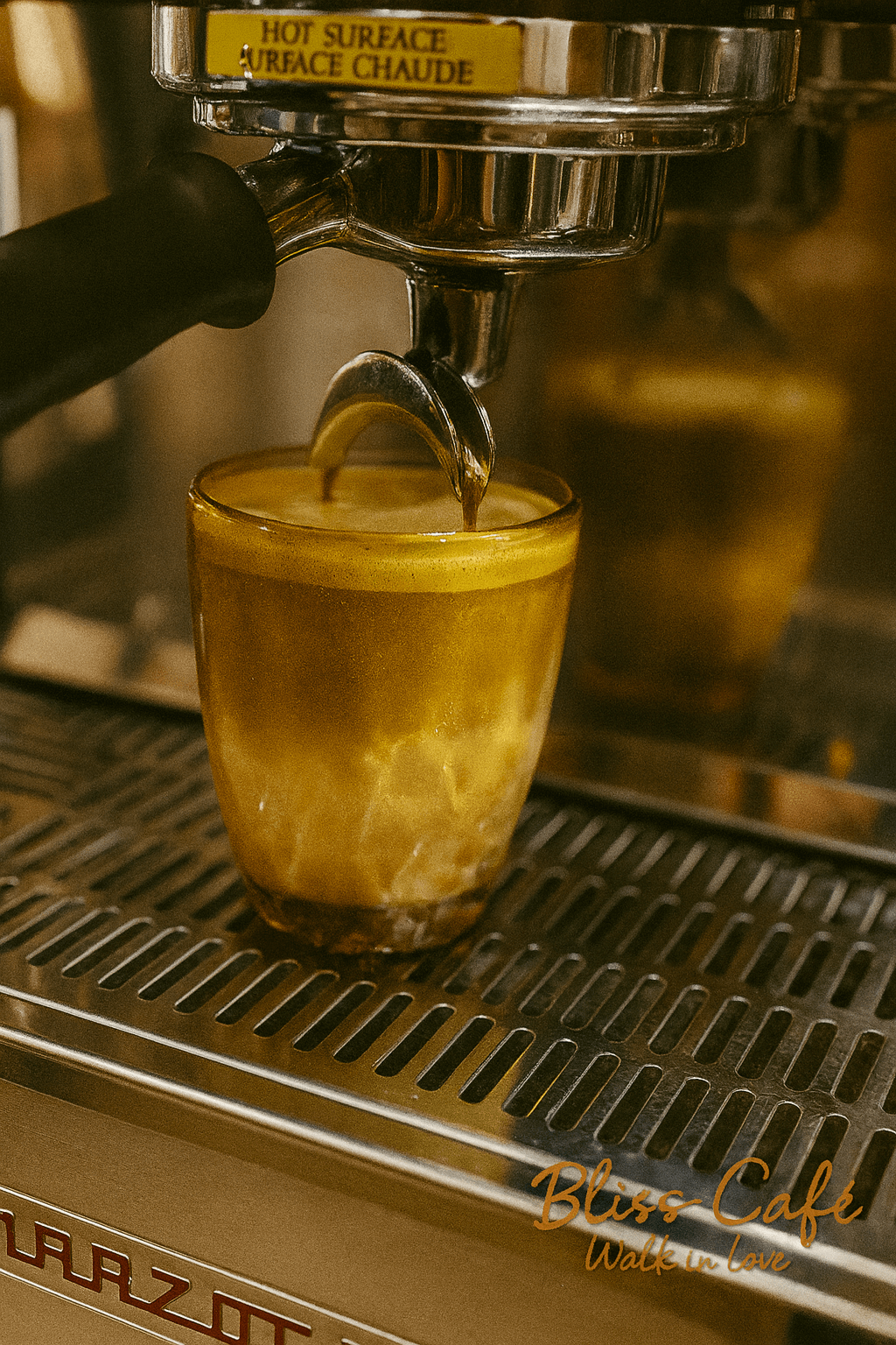 Espresso being made with coffee machine at Bliss Café, a Coffee Shop in Oviedo