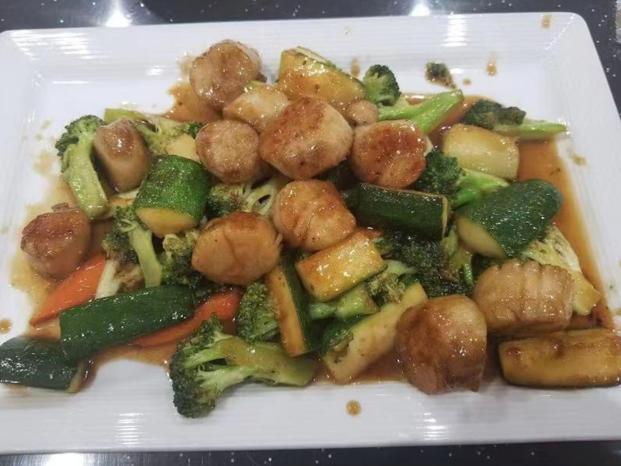 Hibachi scallops with mixed vegetables at Py Kitchen, a Asian Fusion Restaurant in Browns Mills