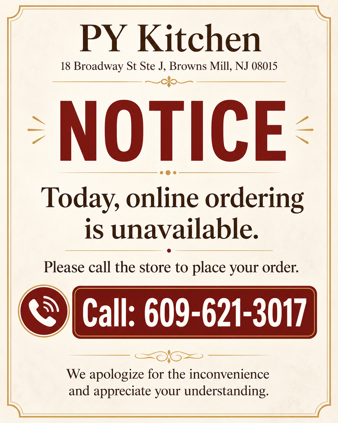 Restaurant Event Notice