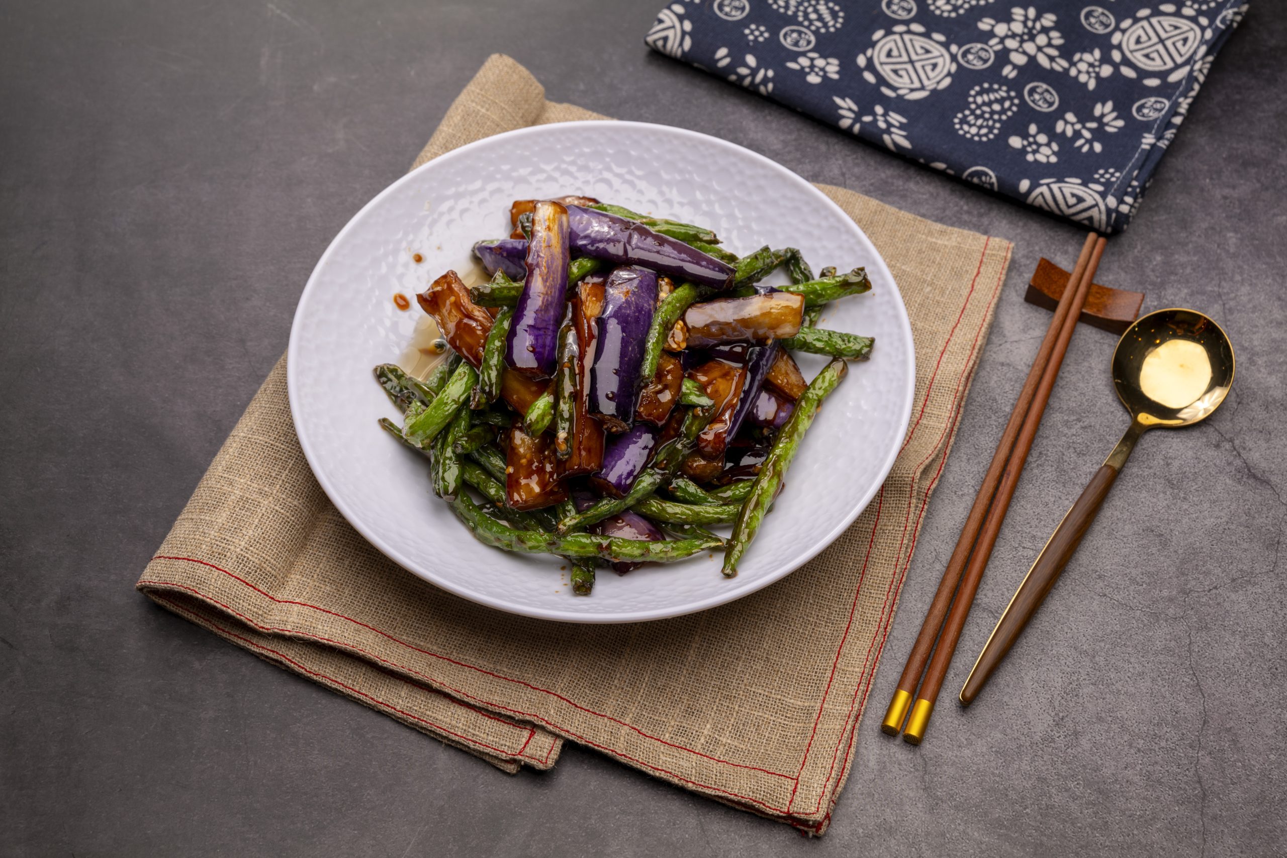 Braised Eggplant w.Green Beans at QJ Kitchen 秋金, Asian Restaurant in Lake Forest