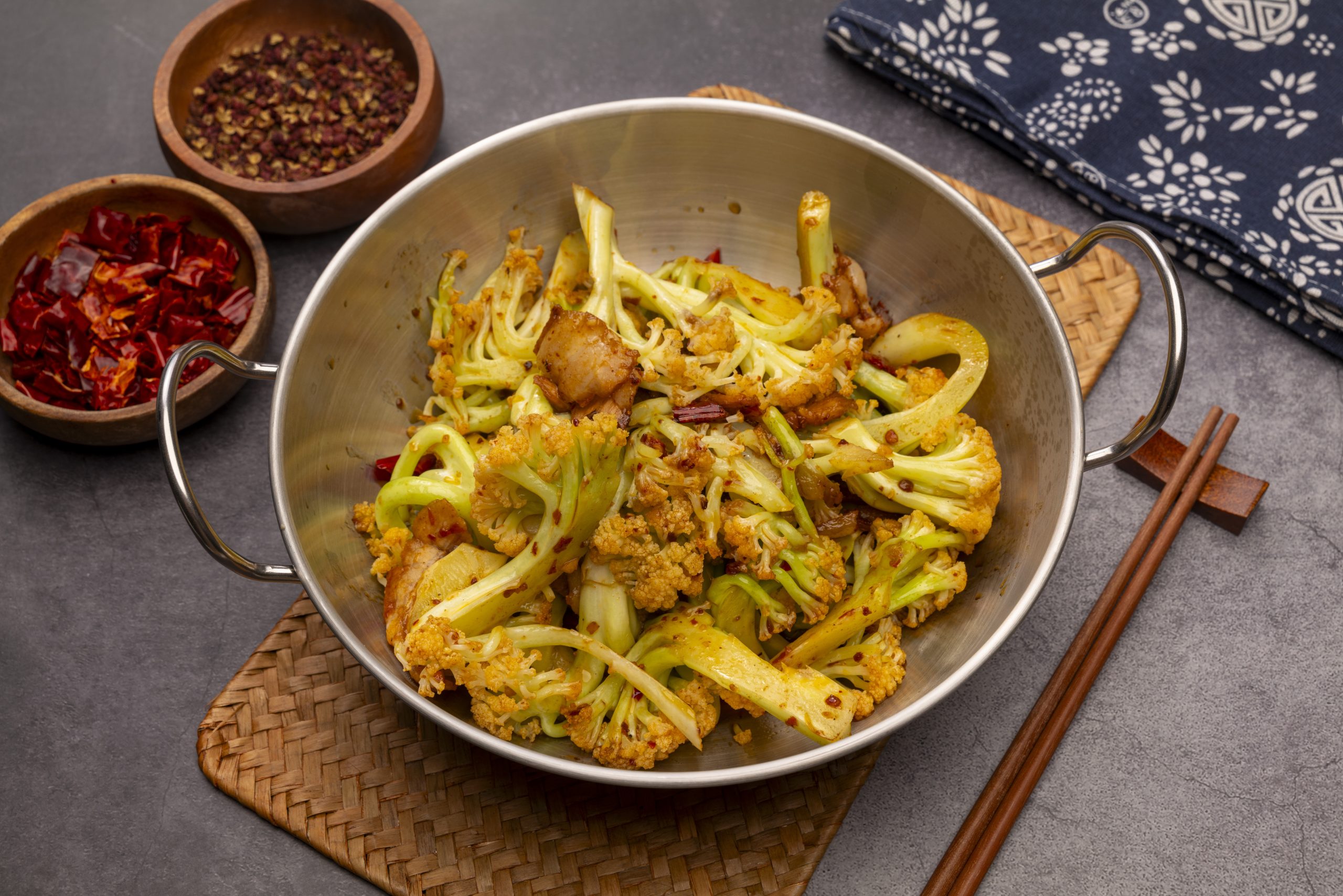 Dry Pot Cauliflower w.Pork at QJ Kitchen 秋金, Asian Restaurant in Lake Forest