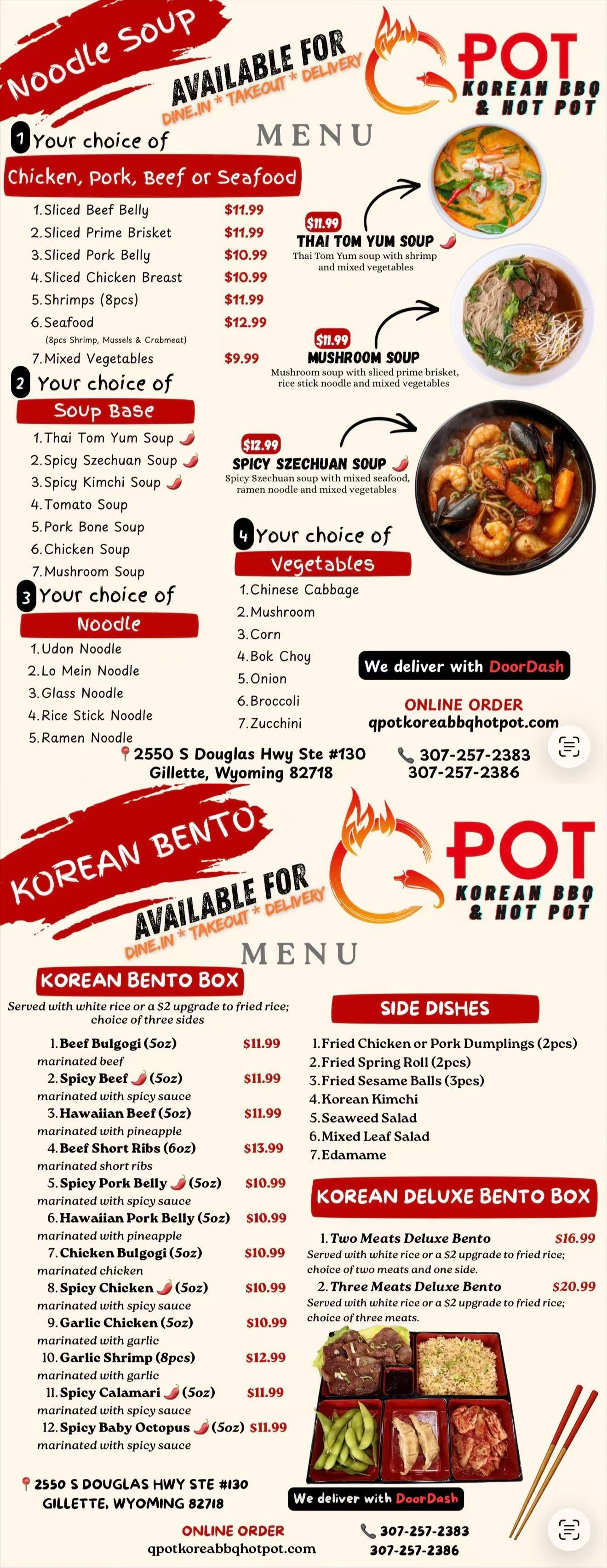 Restaurant menu, detailed description provided below