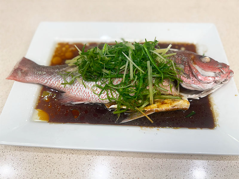 Tender steamed red snapper with scallion sauce at Q's Noodle House, a Chinese Restaurant in Las Vegas
