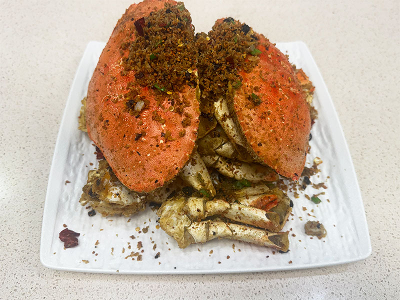 Crispy fried crab coated in savory spicy crumbs at Q's Noodle House, a Chinese Restaurant in Las Vegas