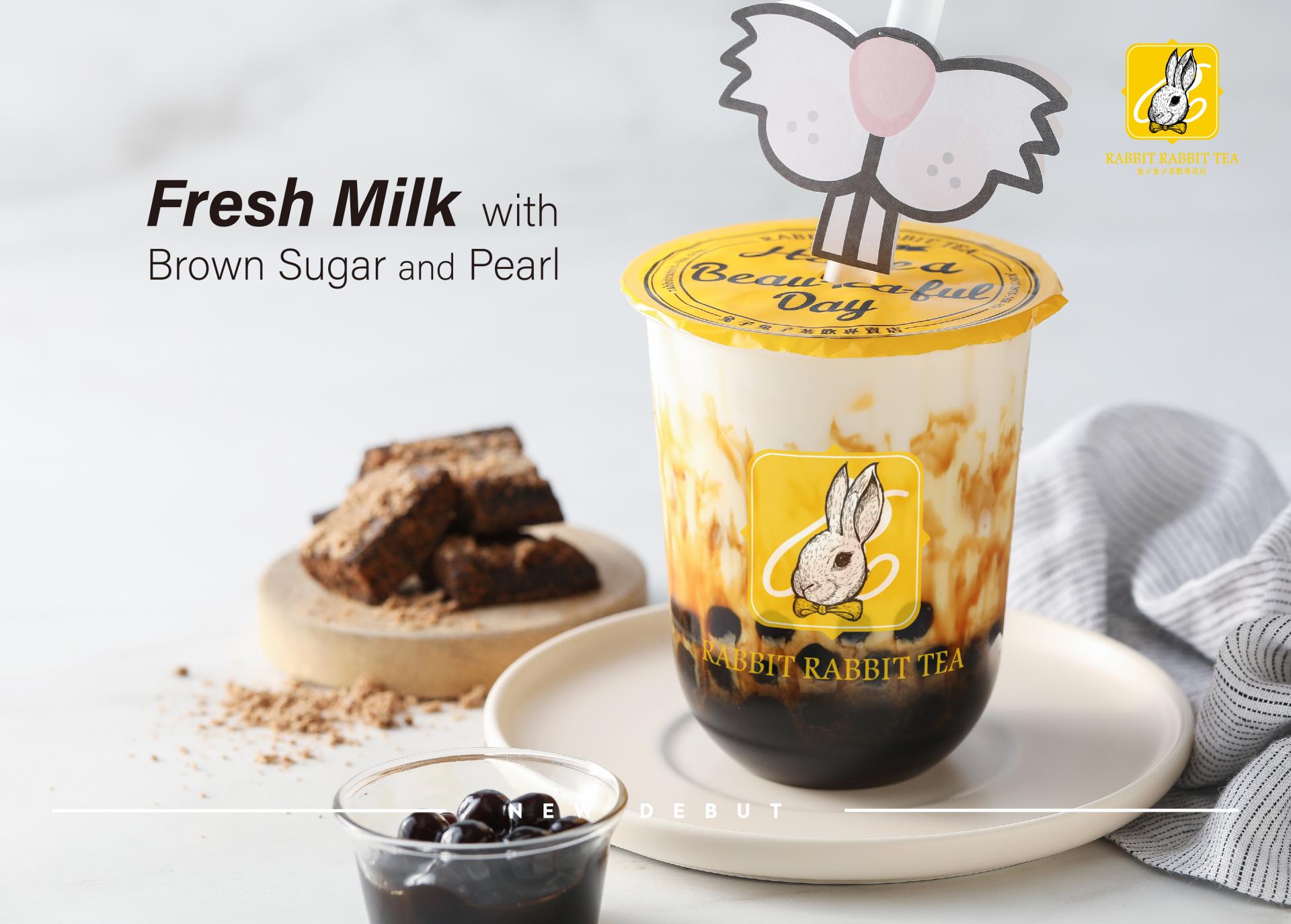 Fresh milk with brown sugar and pearl at Rabbit Rabbit Tea Seattle, a Bubble Tea Store in Seattle