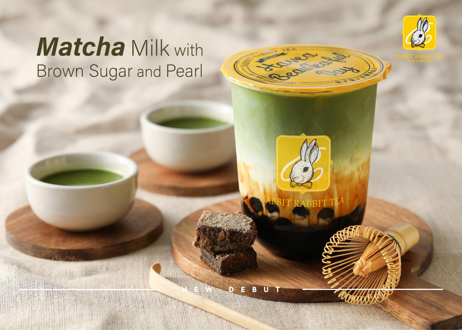 Matcha milk with brown sugar and pearl at Rabbit Rabbit Tea Seattle, a Bubble Tea Store in Seattle