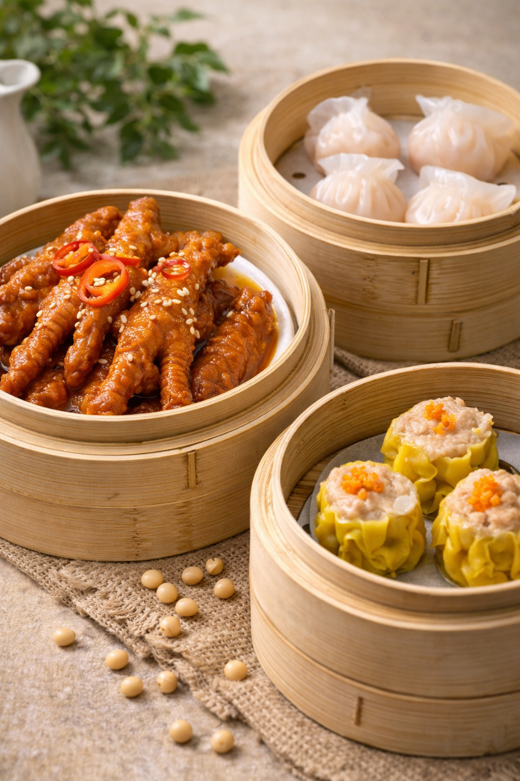Classic dim sum including chicken feet and shumai at Rainbow 1 Bakery, a Bakery in Brooklyn