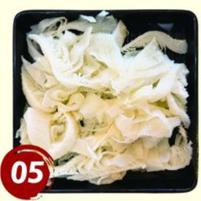 A tray of fresh beef tripe for hot pot at Rakkyo Hot Pot, a Chinese Restaurant in Colorado Springs