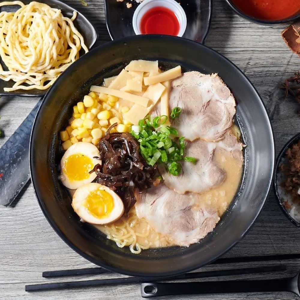 Authentic Osaka tonkotsu ramen with chashu, ajitama and toppings at RAMEN OSAKA, a Ramen Restaurant in San Jose