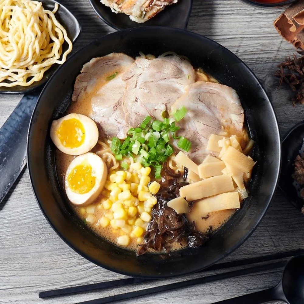 Flavorful Sapporo miso ramen with chashu, ajitama, corn and toppings at RAMEN OSAKA, a Ramen Restaurant in San Jose