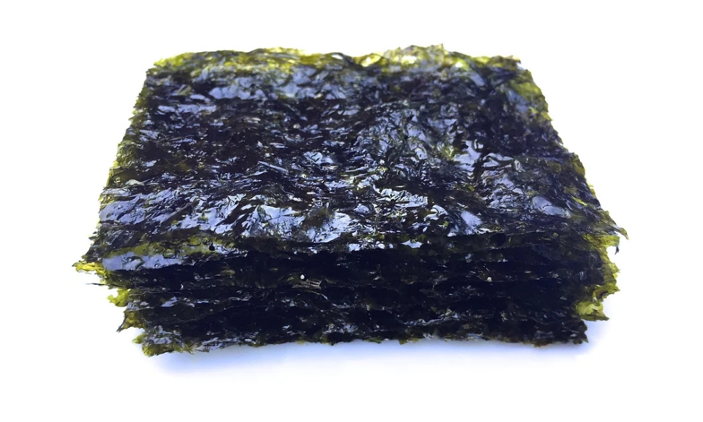 Crispy seaweed sheets, dark green and glossy at RAMEN OSAKA, a Ramen Restaurant in San Jose