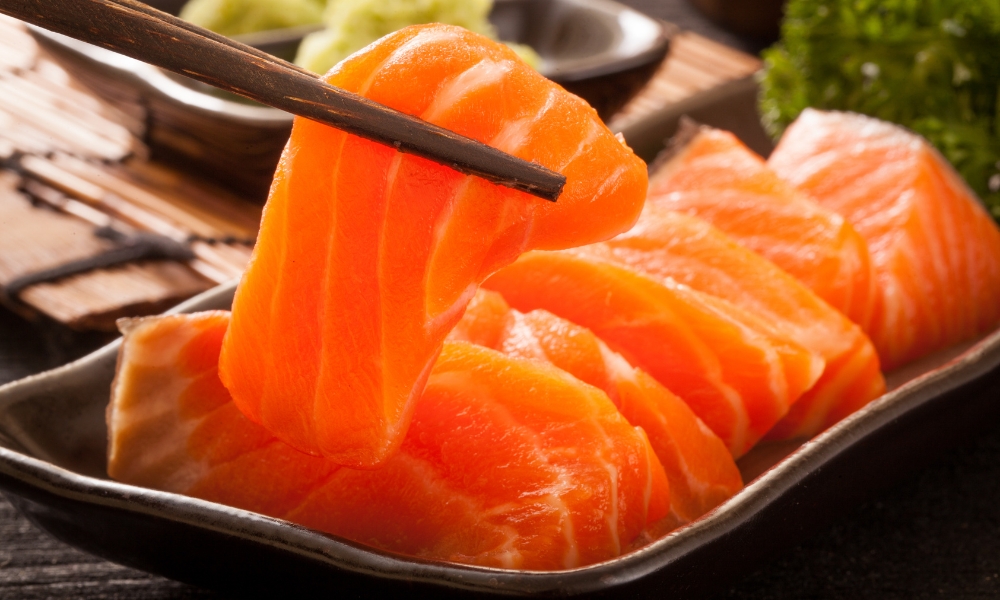 Fresh salmon sashimi slices at Red Door Asian Bistro & Hibachi, an Asian Restaurant in Fort Lauderdale