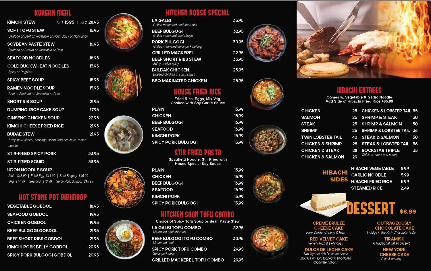 Rockstar Korean BBQ Menu Page 1