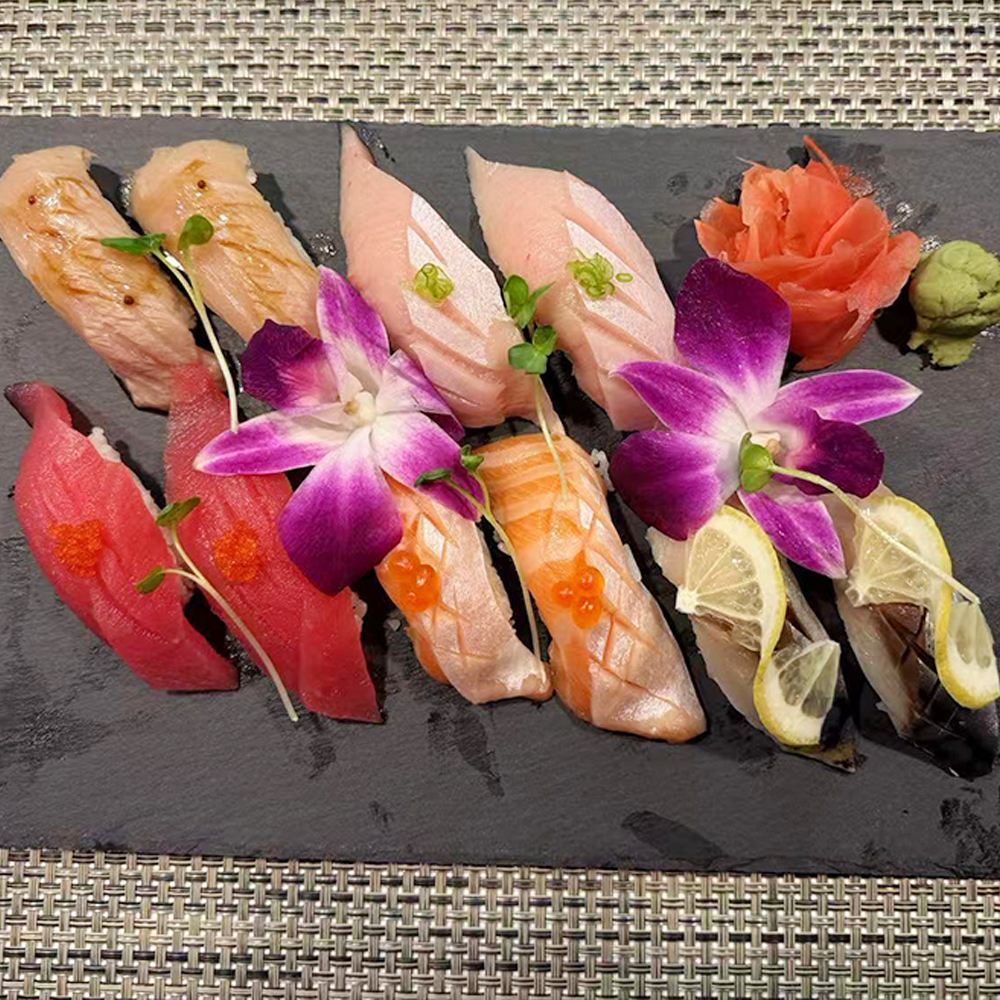 Assorted nigiri sushi served at Rolla Cabin, a Japanese restaurant in Hayward.