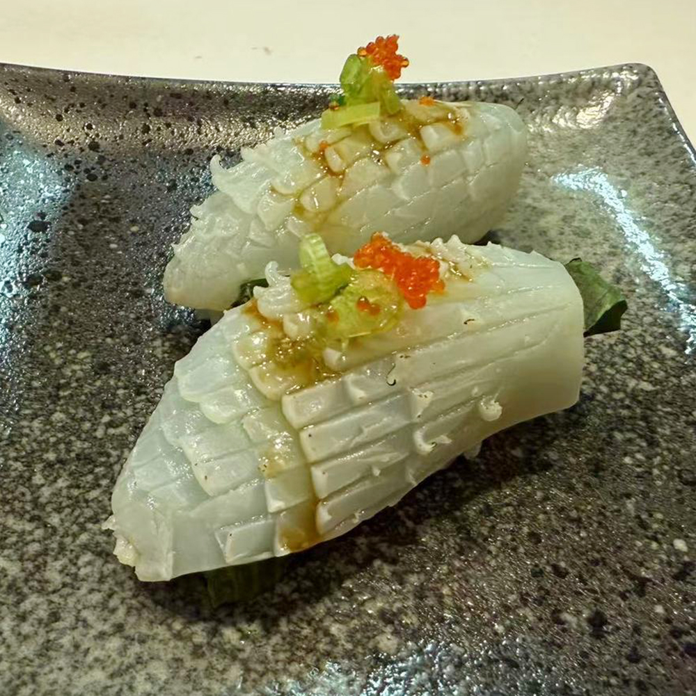 Squid nigiri served at Rolla Cabin, a Japanese restaurant in Hayward.