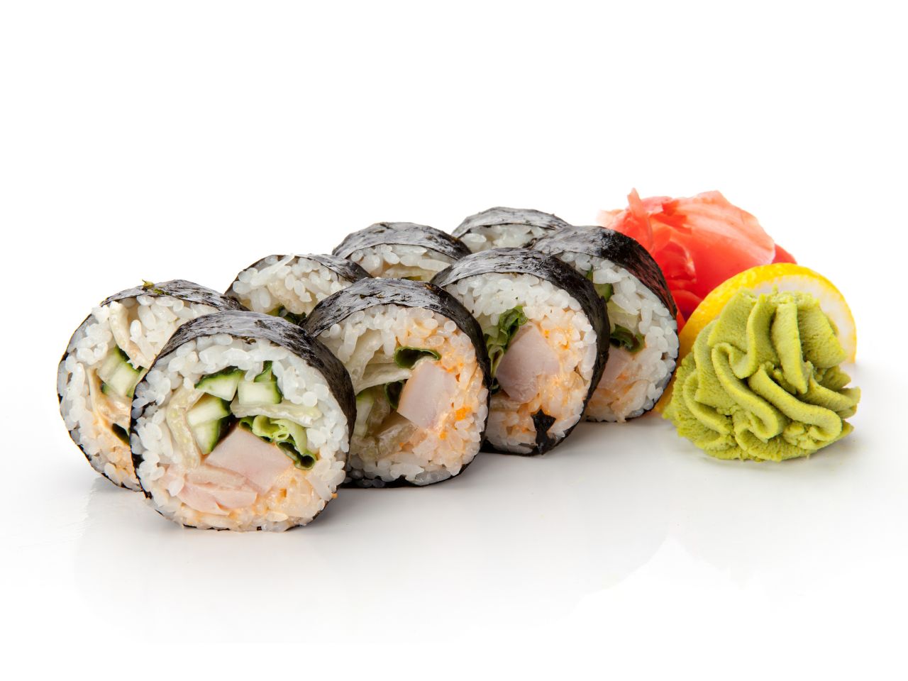 White fish sushi roll with cucumber at DBA Royal stir-Fry & Sushi Buffet Restaurant in Cicero