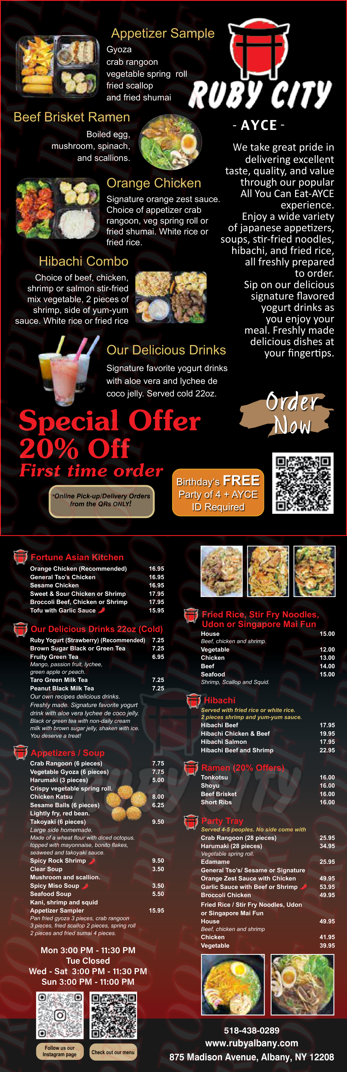 Restaurant menu 1, detailed description provided below