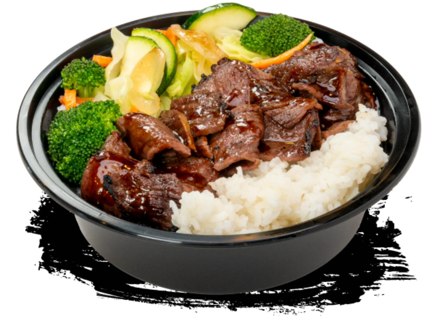 HATAKE-JAPANESE-FUSION-Japanese-Restaurant-Teriyaki-Beef-Bowl-Las-Vegas Teriyaki beef bowl with rice and mixed vegetables at HATAKE JAPANESE FUSION, a Japanese Restaurant in Las Vegas