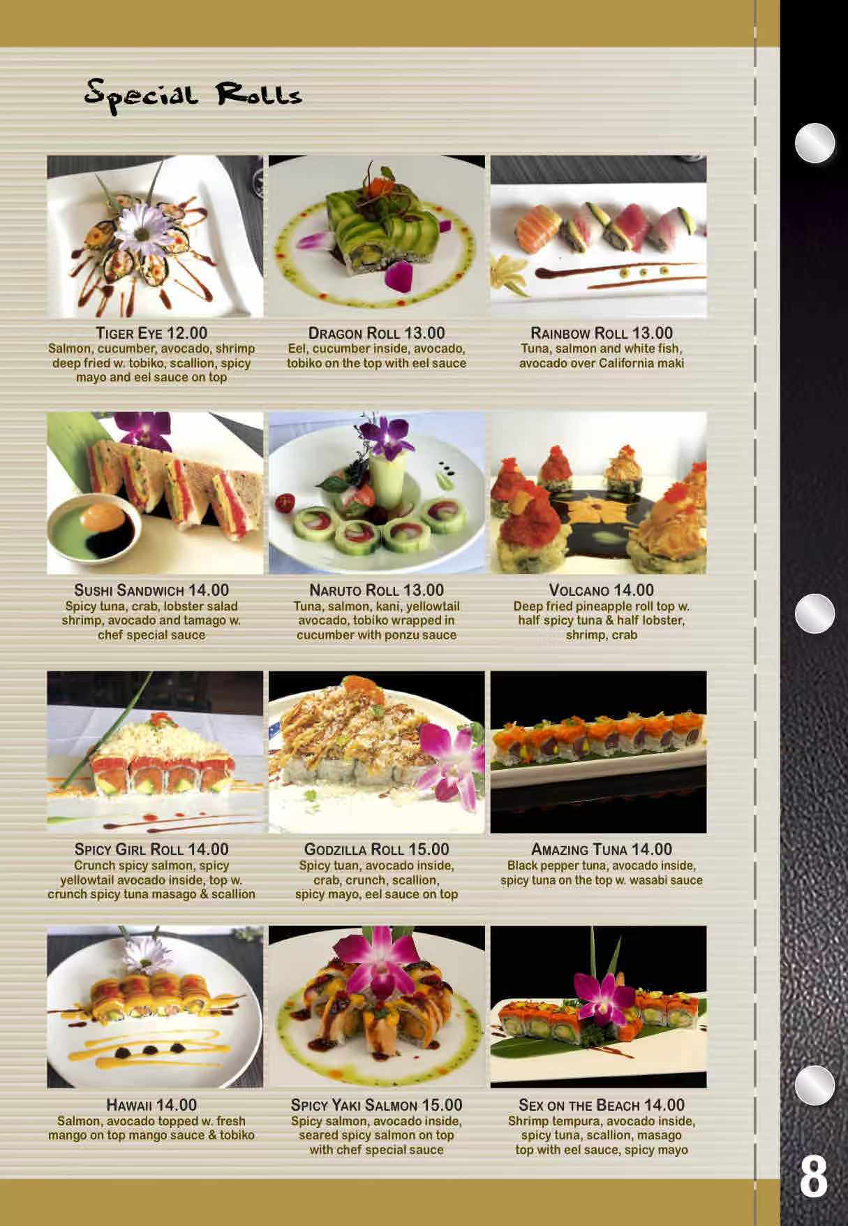 Restaurant menu 12, detailed description provided below