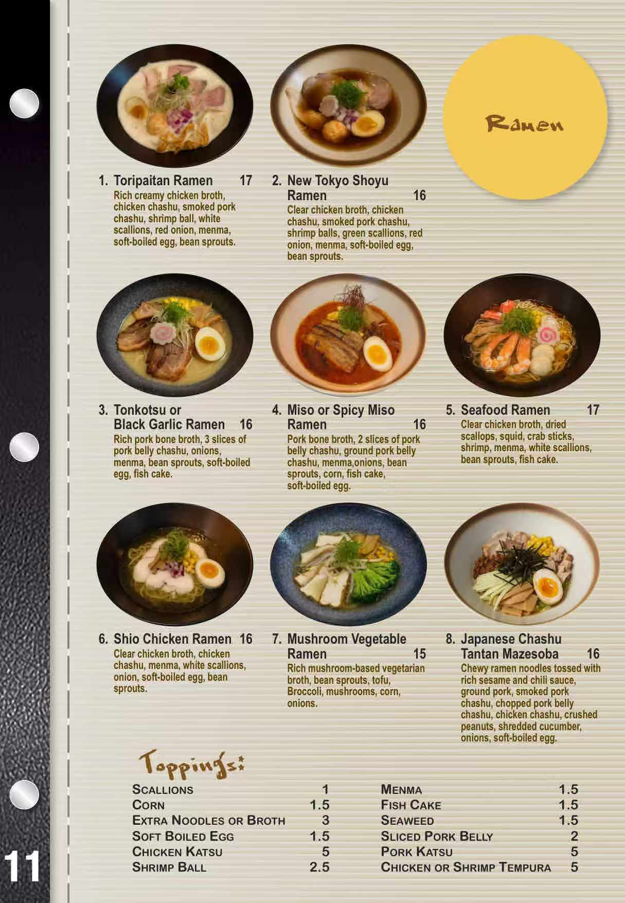 Restaurant menu 7, detailed description provided below