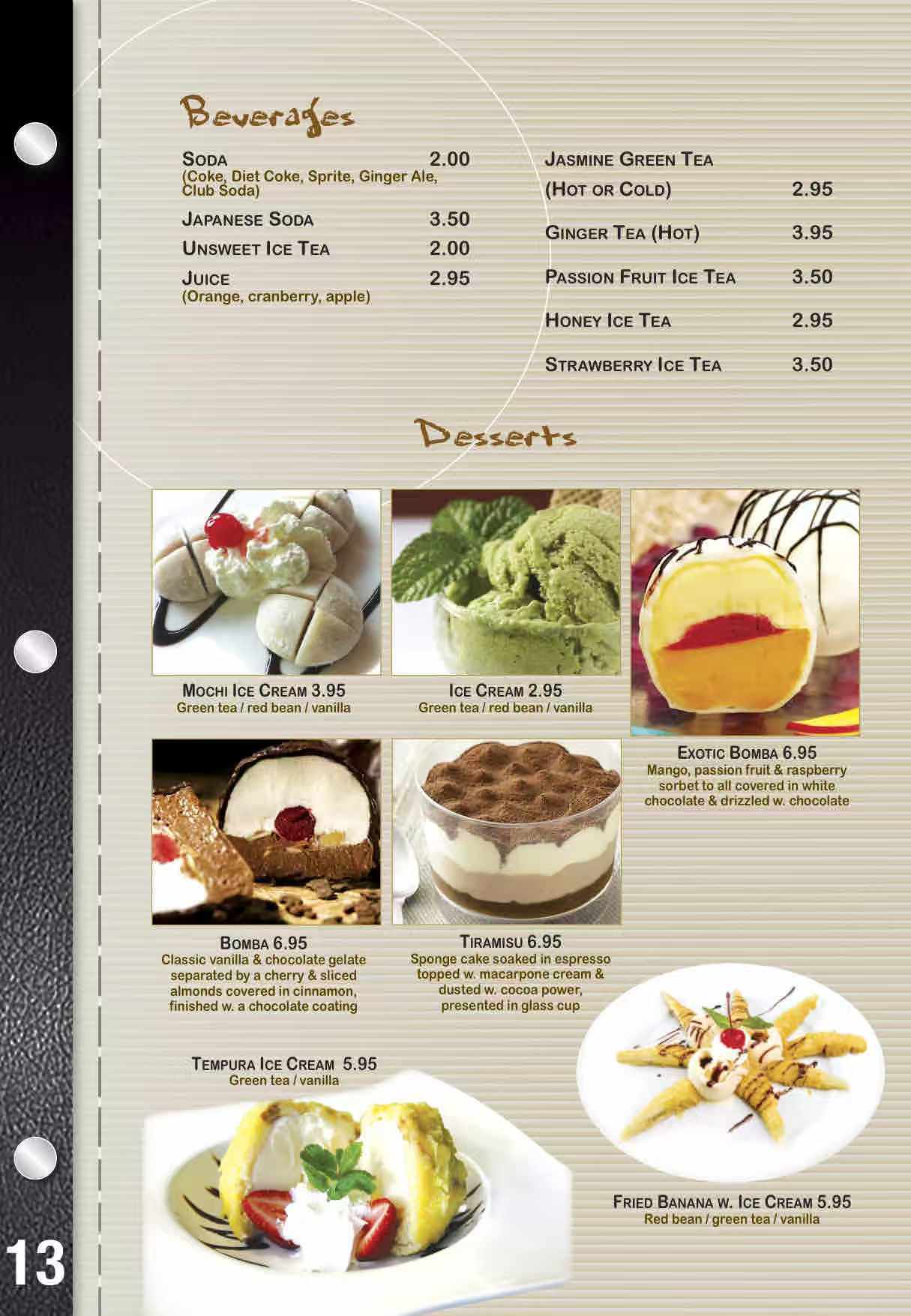 Restaurant menu 9, detailed description provided below