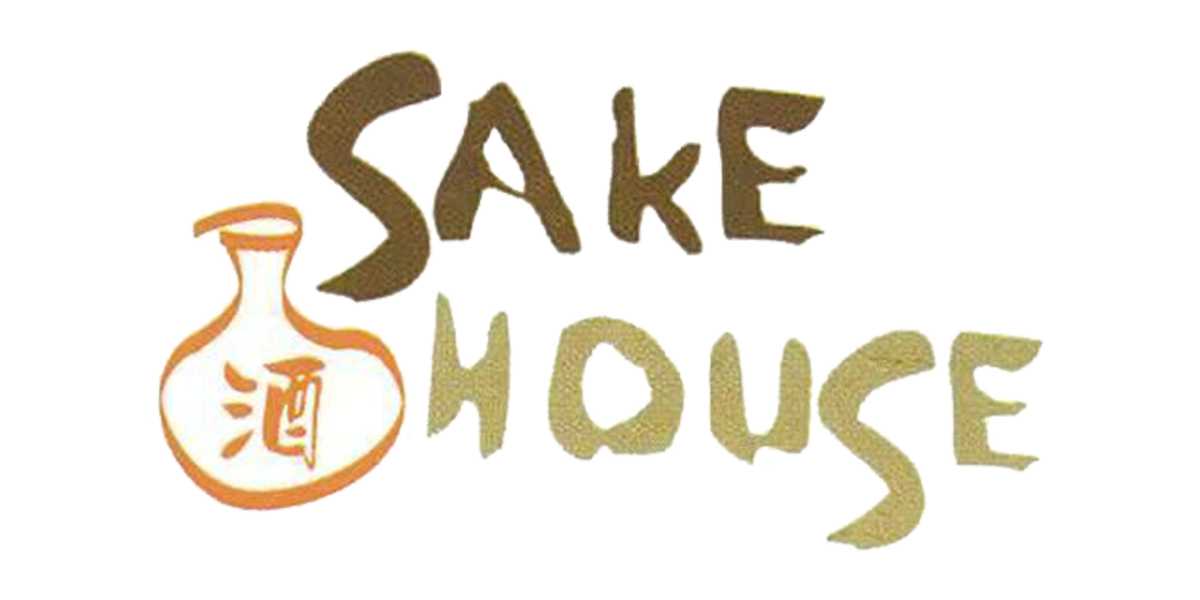 Sake House logo with sake bottle illustration and Japanese kanji character