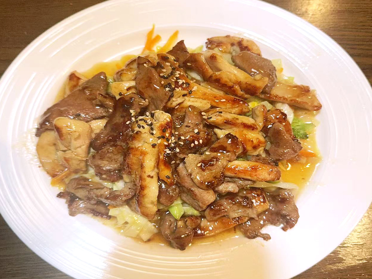 Sakura-Japanese-restaurant-Chicken-Beef-Stir-Fry-Clark Chicken Beef Stir - Fry Tender chicken and beef with veggies in savory sauce