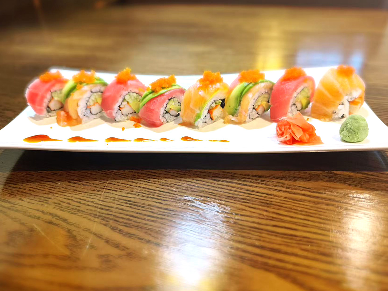 Sakura-Japanese-restaurant-Colorful-Sushi-Rolls-Clark Colorful Sushi Rolls Vibrant sushi rolls with fresh fish and veggies at Sakura, a Japanese restaurant in Clark