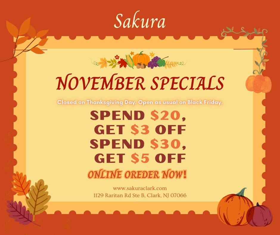 November Specials and Thanksgiving Notice:Spend $20, get $3 off, spend $30, get $5 off! We’re taking Thanksgiving Day off to give thanks and enjoy time with loved ones. We’ll be back and open as normal on Black Friday!