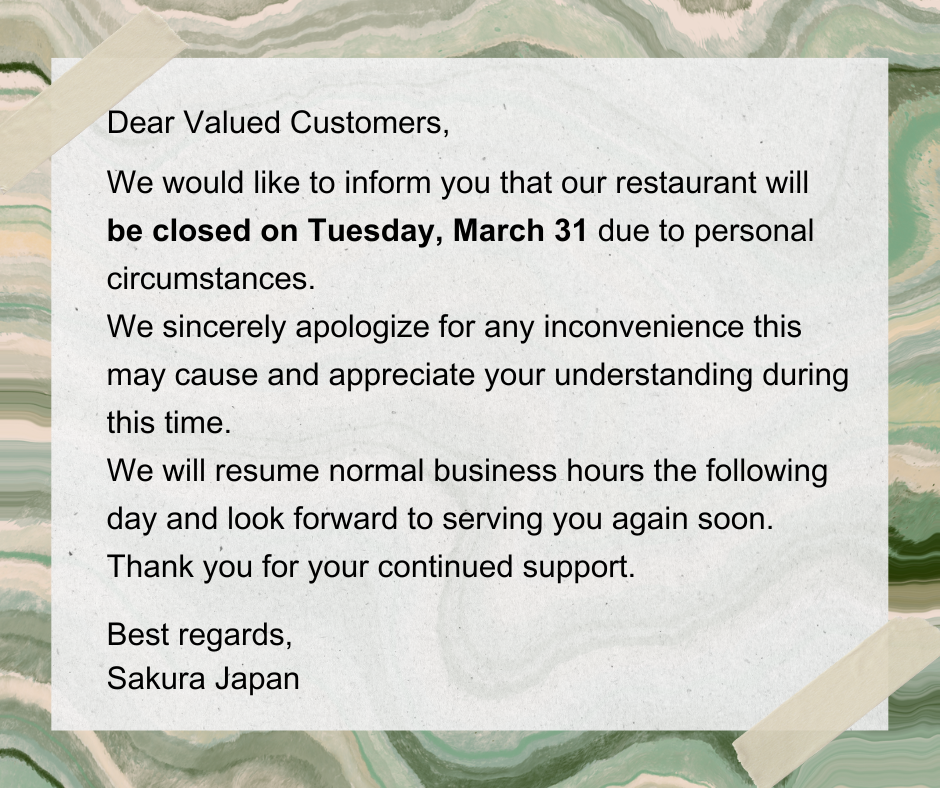 Restaurant Event Notice