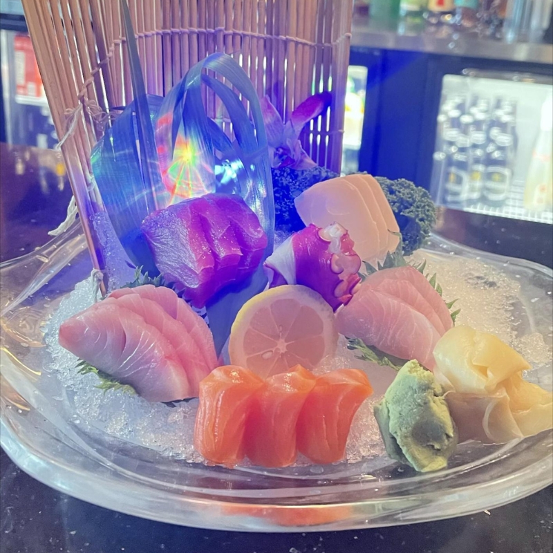 Chilled sashimi served on crushed ice with lemon slices at Sakura Sushi & Hibachi, a Japanese Restaurant in Kapolei