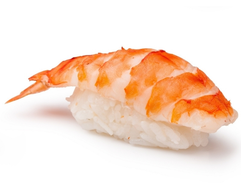 Shrimp nigiri sushi with seasoned rice at Sakura Sushi & Mongolian Grill, a Sushi Restaurant in Austin.