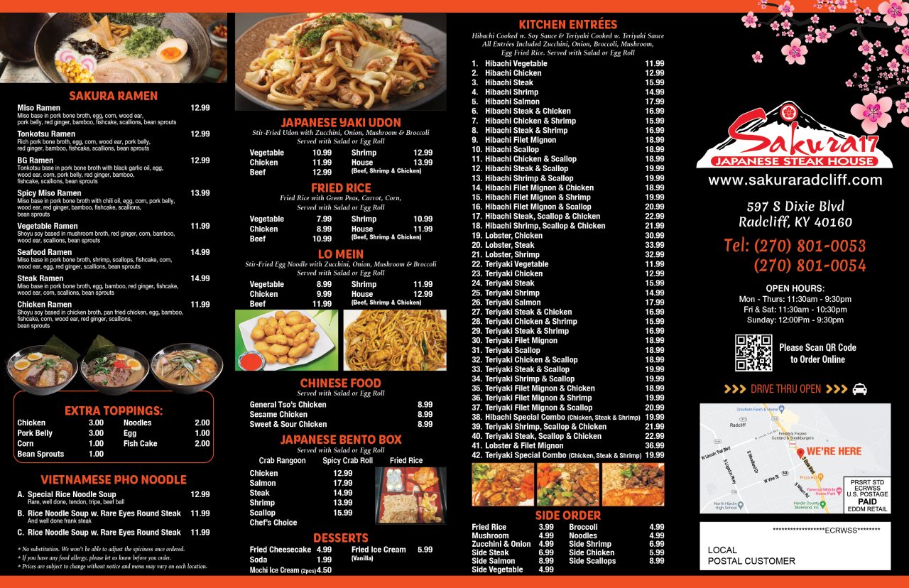 Sakura 17 Japanese Steak House Online Order Radcliff KY