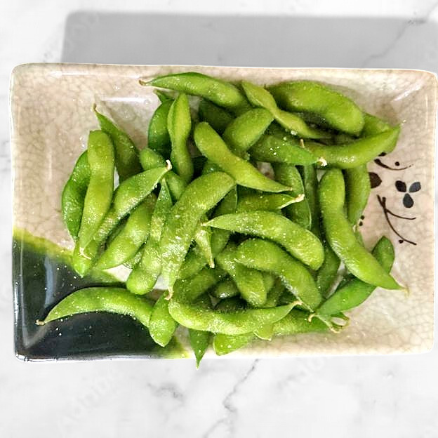 Steamed edamame with sea salt at Sakura Teriyaki, a Japanese Restaurant in South Orange Village