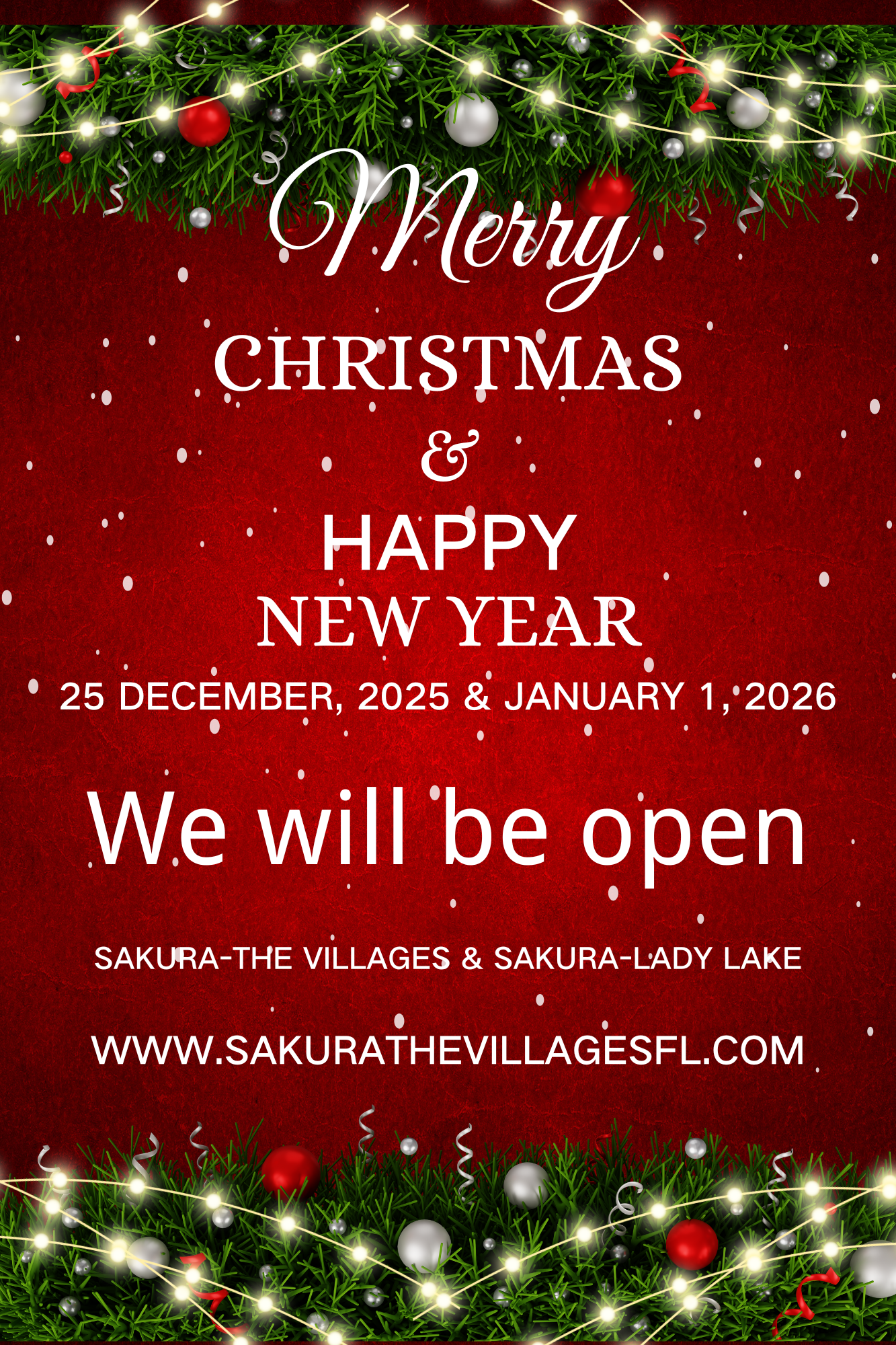 Alt text: Red Christmas/New Year poster: 