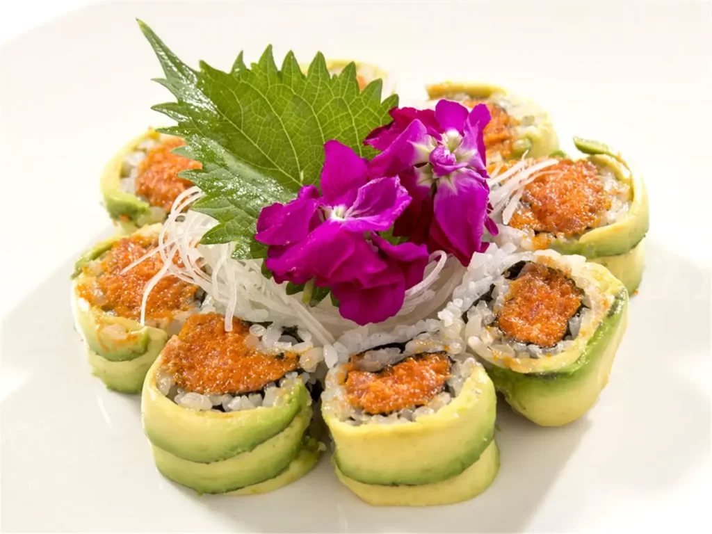 Avocado wrapped roe sushi rolls at Sakura，a Japanese Restaurant in Willis