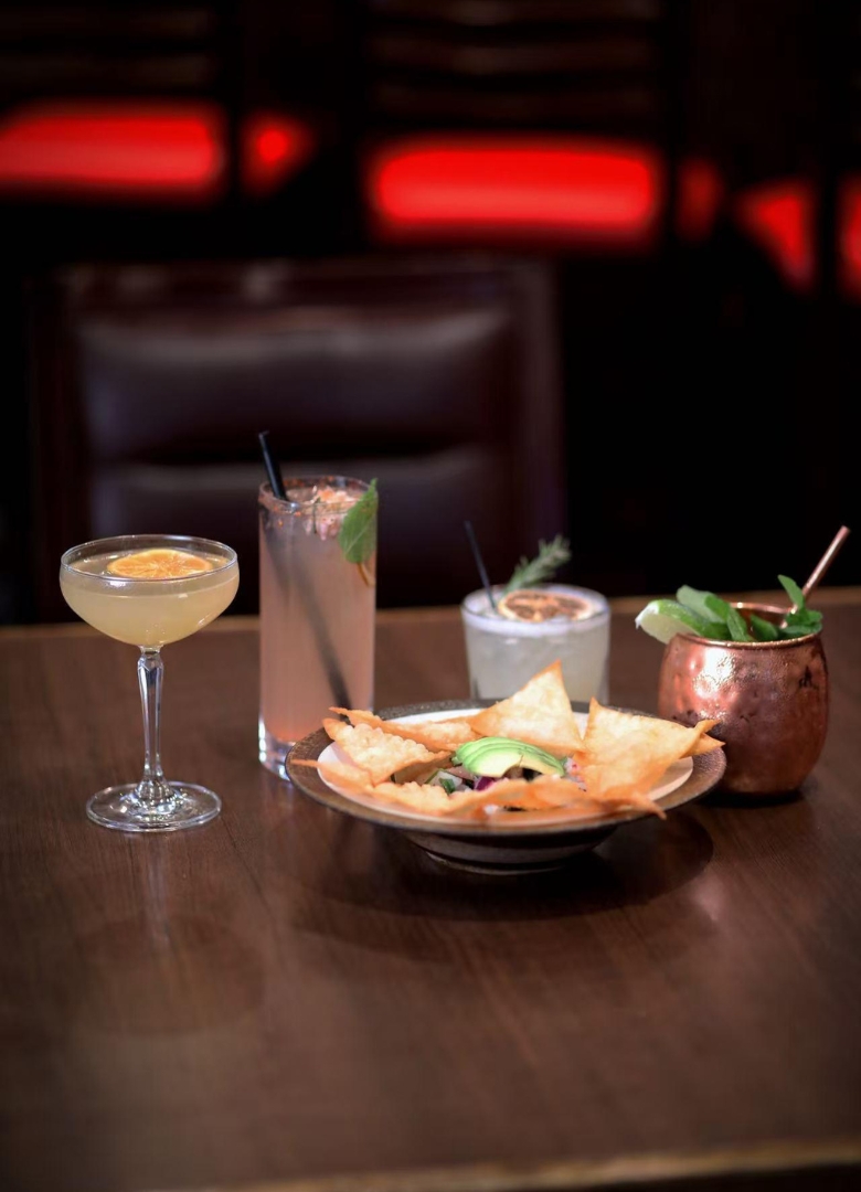 Assorted cocktails and appetizer at Sapporo Izakaya, a Japanese Restaurant in The Woodlands