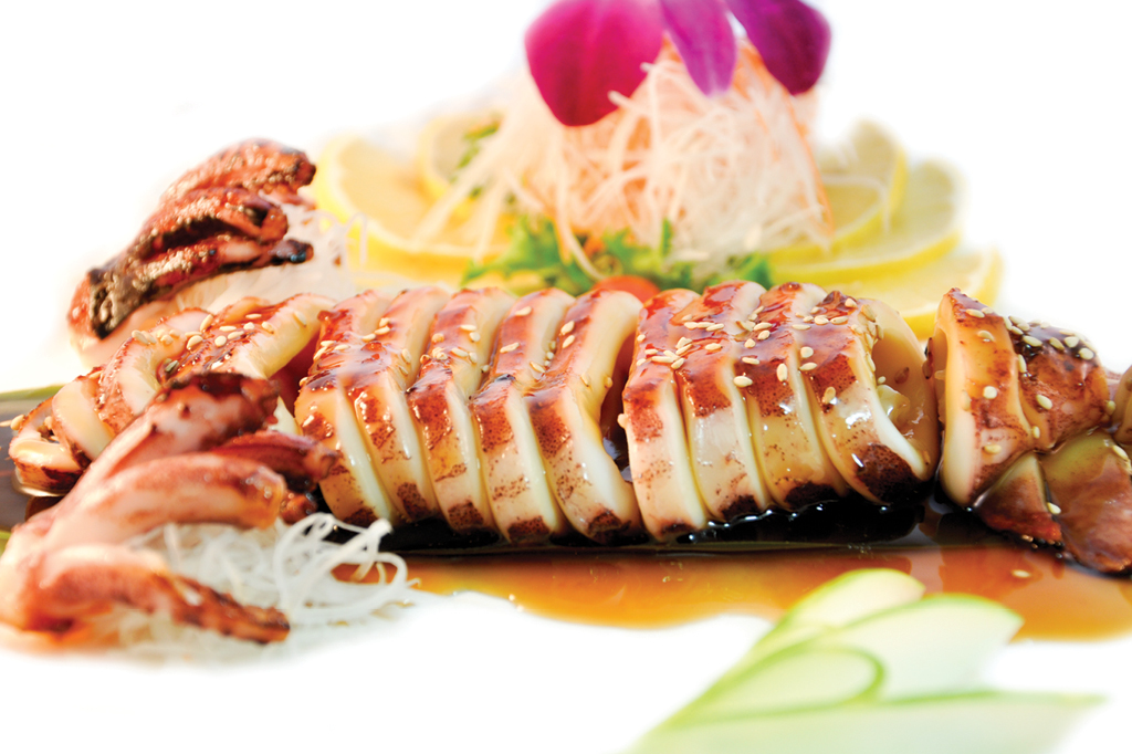 Grilled squid with sauce at Sasa, a Japanese Restaurant in Farmingdale.