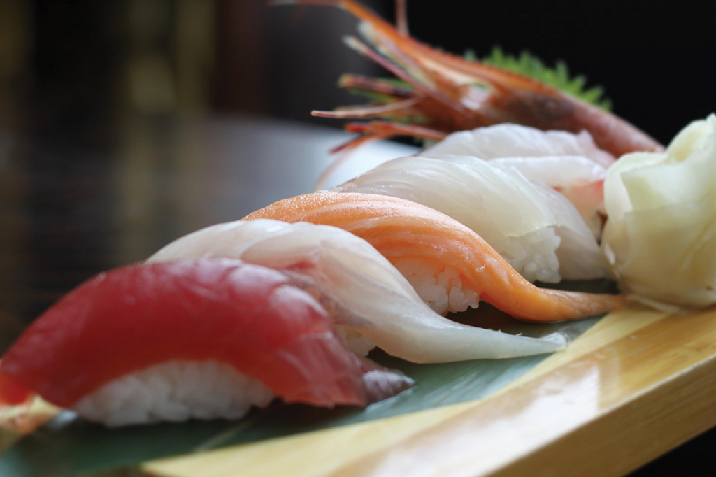 Assorted sushi pieces as an appetizer at Sasa, a Japanese Restaurant in Farmingdale.