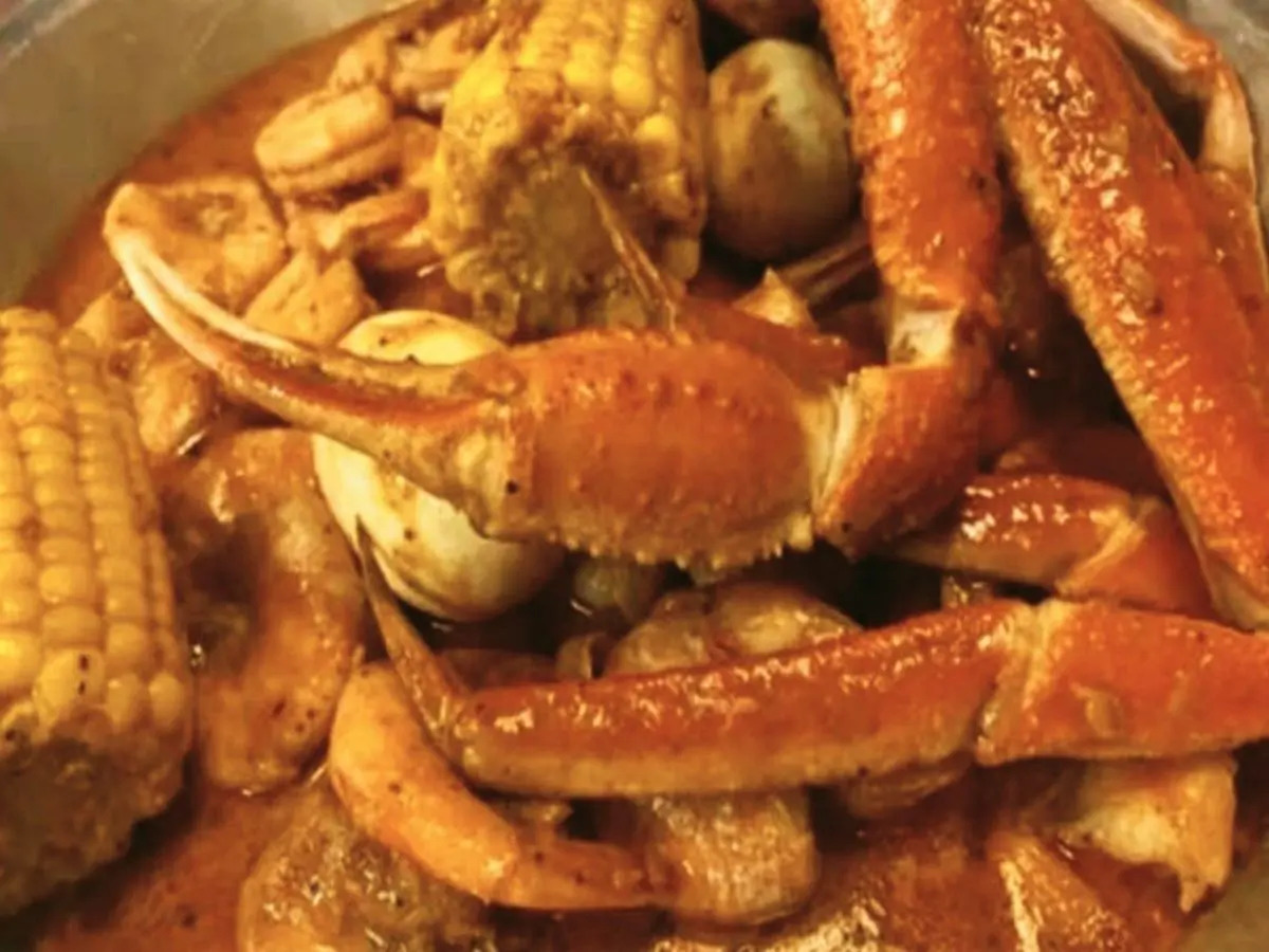 Seafood stew with crab, shrimp and corn for a hearty meal at SAT Asian Seafood Restaurant & Bar in San Antonio