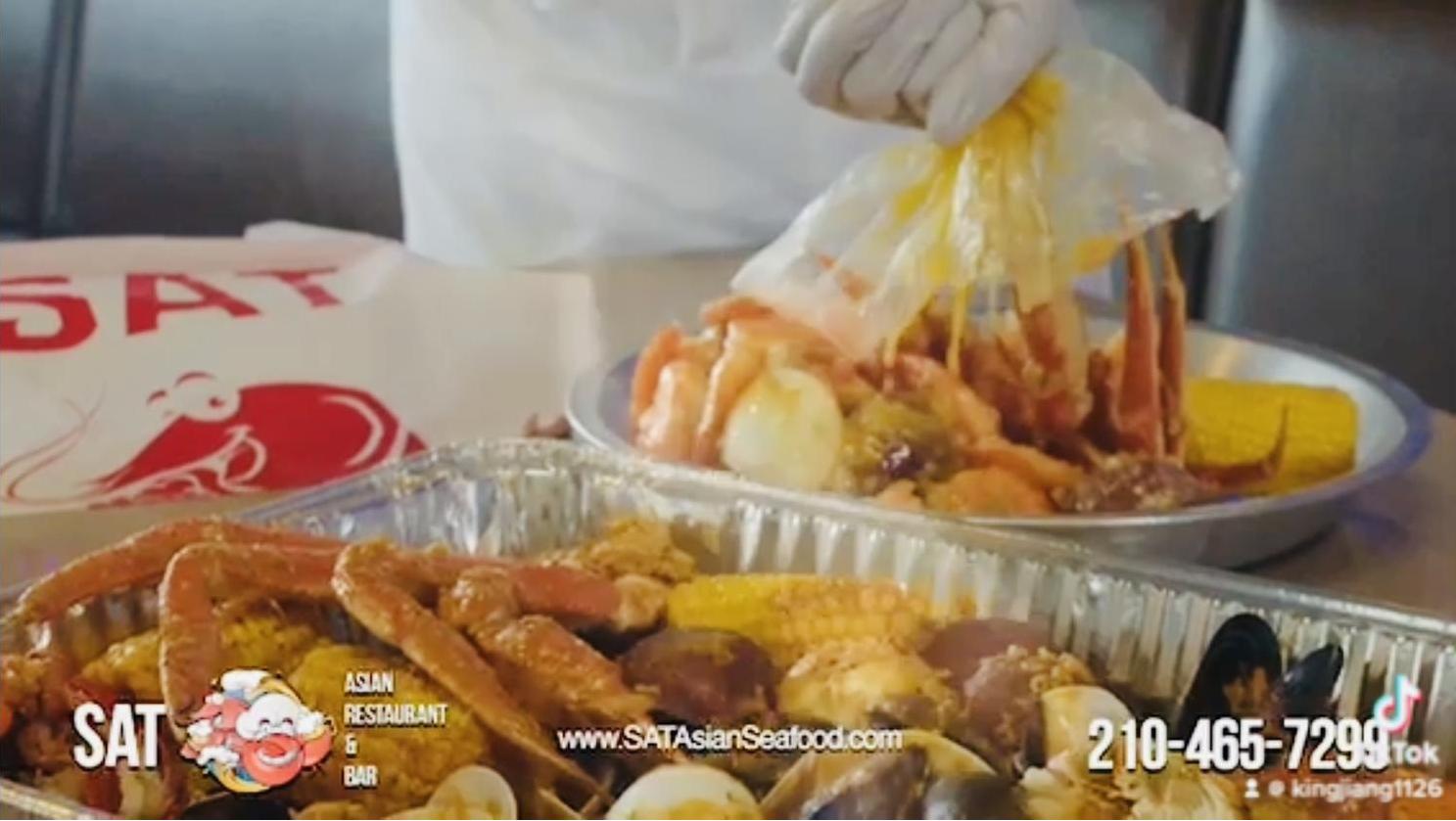 A hearty seafood platter with crab, shrimp, mussels and corn at SAT Asian Seafood Restaurant & Bar in San Antonio