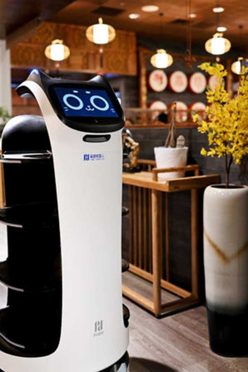A robot server at Seoul Korean BBQ & Hotpot，a Korean Restaurant in Mason