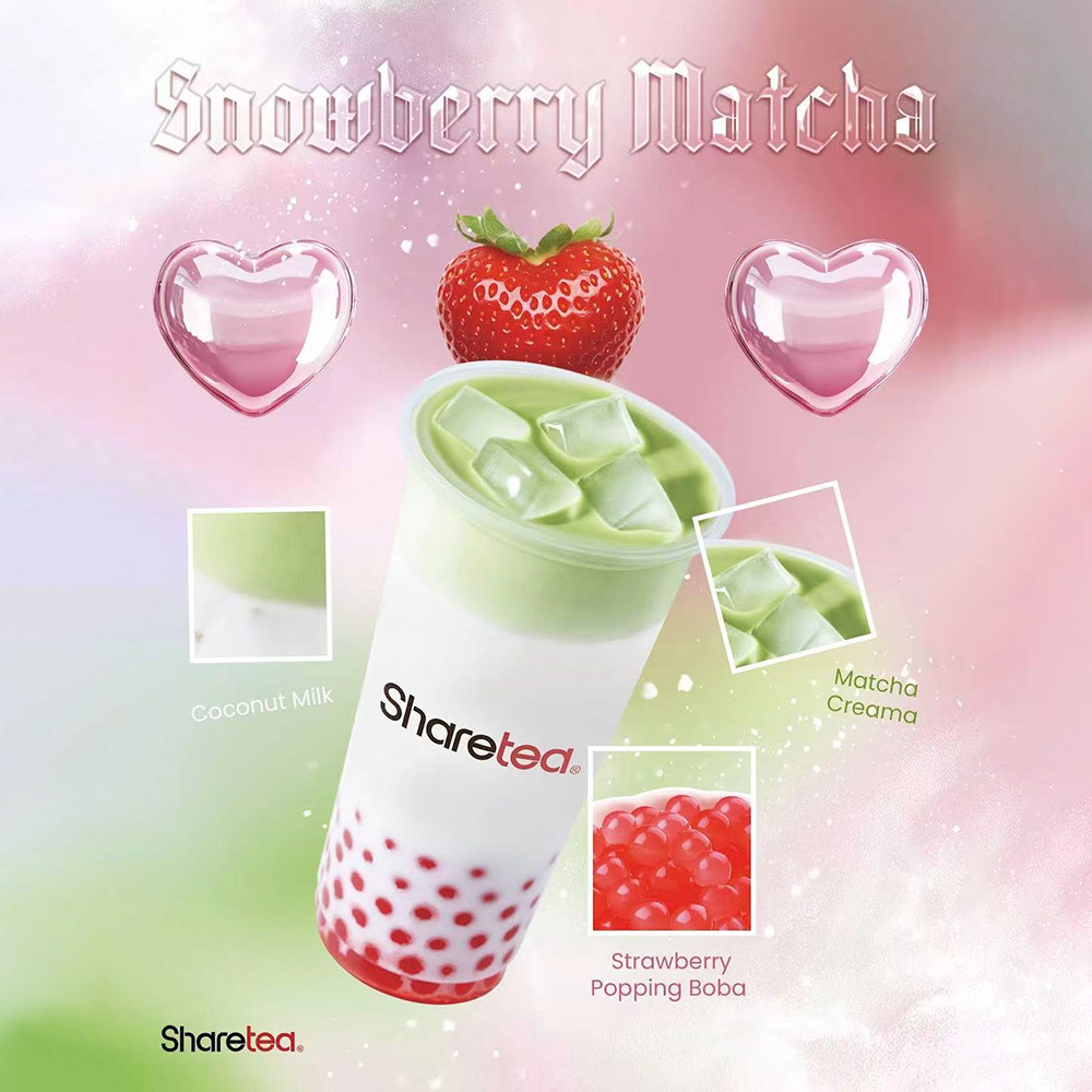 Sharetea Snowberry Matcha drink at Sharetea DC Chinatown Bubble Tea Store in Washington