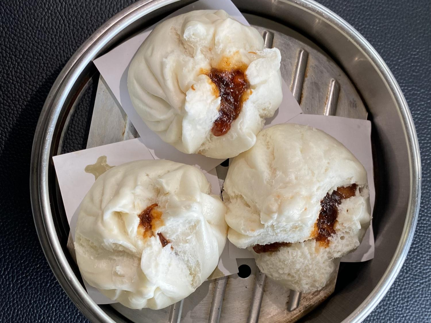 Steamed barbecue pork buns with sweet filling at Sheng Hui Dim Sum, a Chinese Dim sum restaurant in West Covina